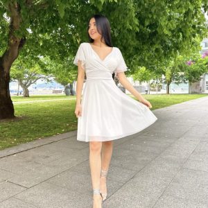 Vestido Tul Mangas Corto Novia